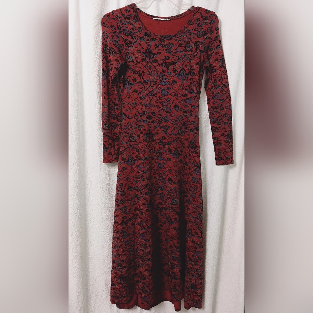 Peruvian Connection Souk Maxi Long Sleeve  Dress Vining Floral Print Size XS - Picture 4 of 12